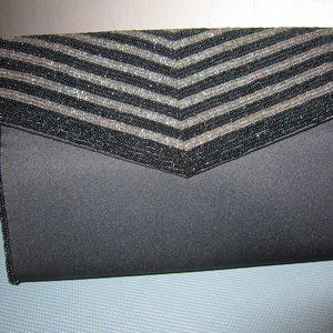Black & Grey Beaded Evening Bag, Envelope Style